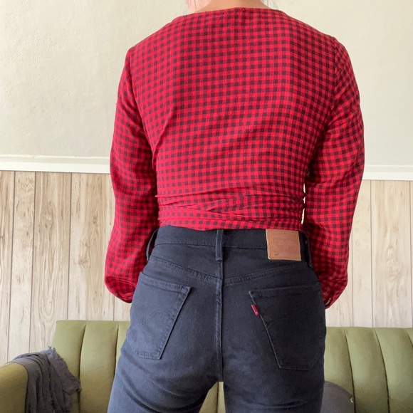 Plaid wrap top - Picture 3 of 4